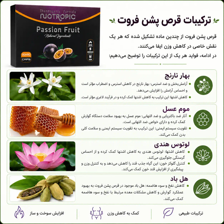 قرص لاغری پشن فروت ۴۰ عددی اصل و اورجینال | کاهش وزن سریع و طبیعی